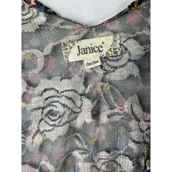 Janice Kimono Jacket Poncho One Size Black Boho Floral With Fringe - Picture 8 of 8